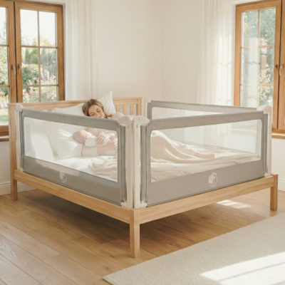 Zábrana na postel Monkey Mum® Popular - 130 cm - tmavě šedá - design