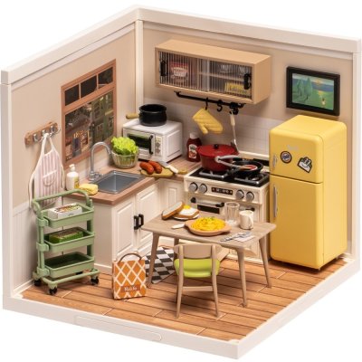 Puzzle 3D en bois RoboTime Miniature Maison de poupée Cuisine Happy Meals
