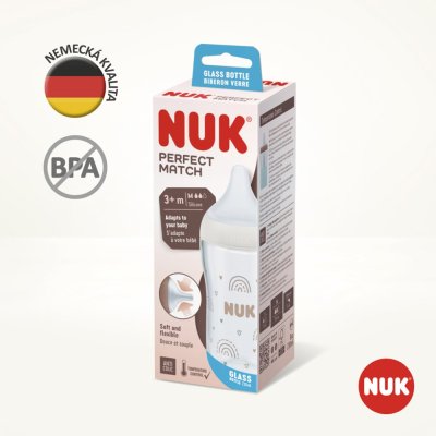NUK Babyflasche aus Glas mit Temperaturkontrolle Perfect Match 230 ml