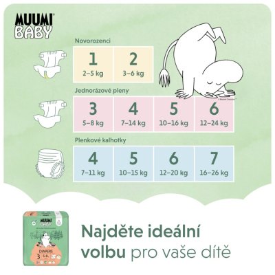 MUUMI Baby 3 Midi 5-8 kg (150 Stück), Monatspackung Öko-Windeln