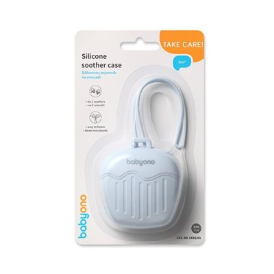 BABYONO Silikonowe etui na smoczek niebieskie 0m+