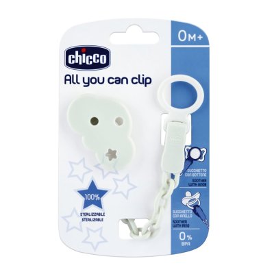CHICCO Schnullerclip Alles was man anklemmen kann – Wolke