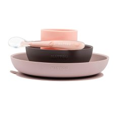 NATTOU Juego de comedor silicona 4 piezas rosa-morado BPA free