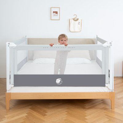 Barierka do łóżka Monkey Mum® Popular - 90 cm - jasnoszara