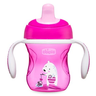 CHICCO Trainingsbecher mit Henkel 200 ml rosa 6m+