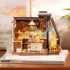 RoboTime 3D lesena sestavljanka Miniatura hiške Kuhinja polna vonjav