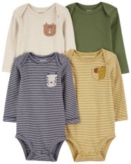 Body z długim rękawem CARTER'S w kolorze granatowym/oliwkowym Animal Boy, 4 sztuki, 24 m/rozmiar. 92