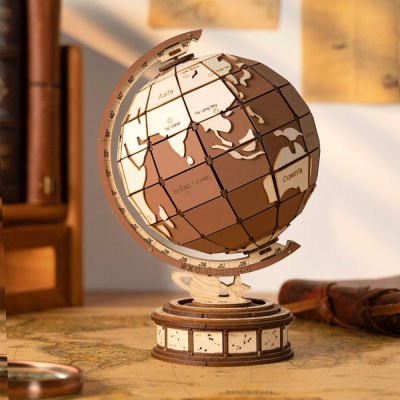 RoboTime 3D Holzpuzzle Globus und Wunder der Welt