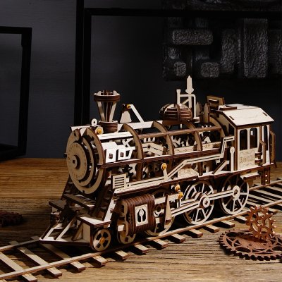 RoboTime 3D Holzmechanik-Bausatz Dampflokomotive