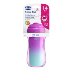 CHICCO Active thermo mug with hard mouthpiece 266 ml, pink 14m+