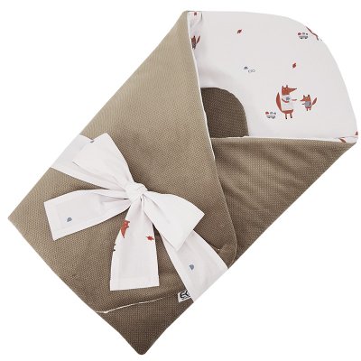 EKO Baumwollwickeldecke mit Samt und Kokosnusseinsatz Schleife Fox 75x75cm