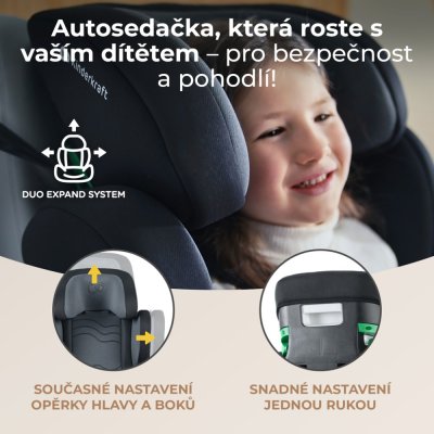 KINDERKRAFT SELECT Bilbarnstol i-Size XPAND 2 i-Size 100-150 cm Grafitsvart, Premium