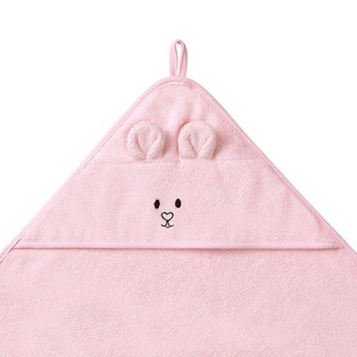 BABYONO Ręcznik z kapturkiem i uchwytami Bambusowy różowy 100x100 cm