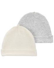 CARTER'S Cap Ivory/Grey neutral MFL 2szt 0-3m