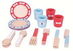 Bigjigs Toys Holz Geschirr-Set mit Punkten