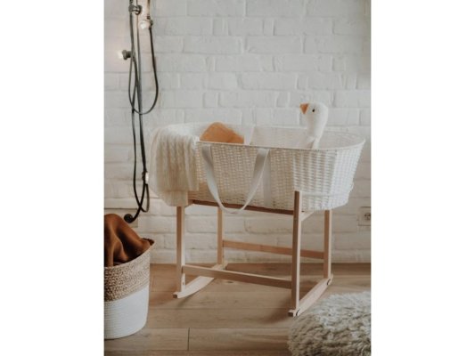 AHOJBABY Kosz Mojżesza dla niemowląt Paper Dream white + materac Airdream
