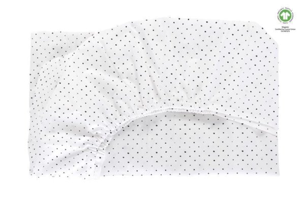 MOTHERHOOD Spannbettlaken mit Gummizug BIO Black Dots 60x120 cm