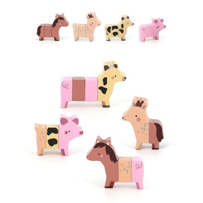 Vilac Puzzle magnétique en bois Animaux rigolos de la ferme