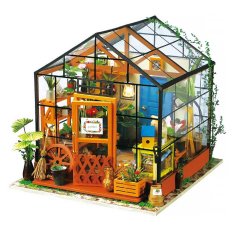 RoboTime Puzle 3D de madera Miniatura de casa Invernadero de flores