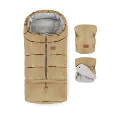 PETITE&MARS Conjunto de saco de inverno Jibot 3 em 1 + luvas para carrinho de bebé Jasie Sweet Toffee