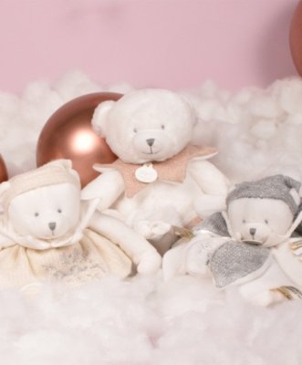 Doudou Conjunto Presente Ursinho de Peluche com Mantinha 30 cm rosa