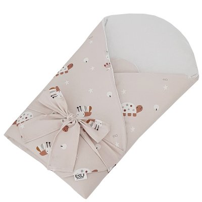 Otulacz bawełniany EKO z wyjmowanym wkładem kokosowym i kokardką Bees Beige 75x75 cm