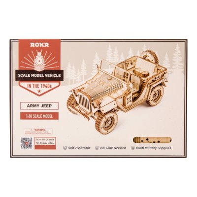 RoboTime 3D Drewniane puzzle model Wojskowy Jeep