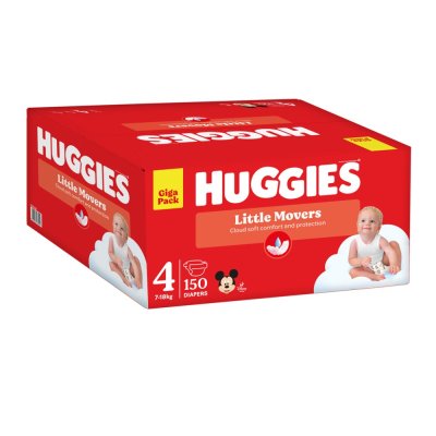 HUGGIES® Pannolini usa e getta Little Movers taglia 4 (7-18 kg), confezione da 150