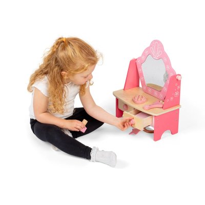 Bigjigs Toys Sminkbord i trä rosa