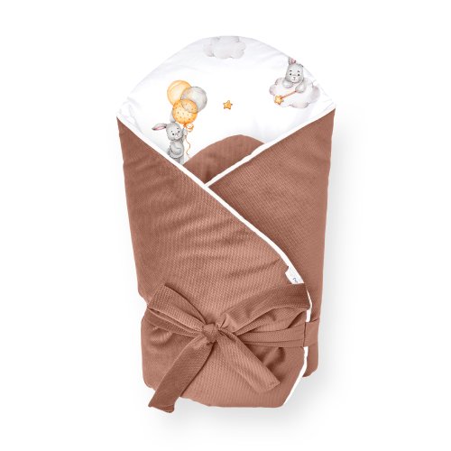 KLUPS Swaddle brez ojačitve s pentljo Velvet Bunny 75x75 cm