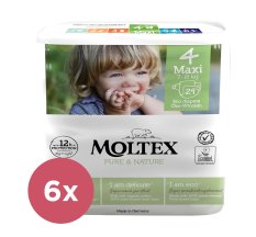 6x MOLTEX Pure&Nature Pleny jednorázové 4 Maxi (7-18 kg) 29 KS - ECONOMY PACK