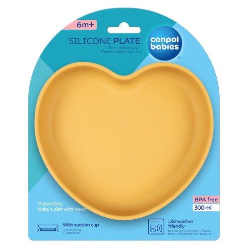 CANPOL BABIES Silicone plate with suction cup Heart yellow