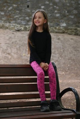 Legging gladde PRINT Outlast® - roze pioenrozen
