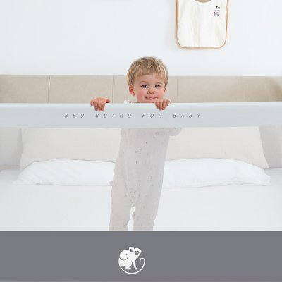 Barierka do łóżka Monkey Mum® Popular - 90 cm - jasnoszara