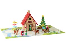 Jeujura Jeu de construction en bois 90 pièces Chalet de Noël
