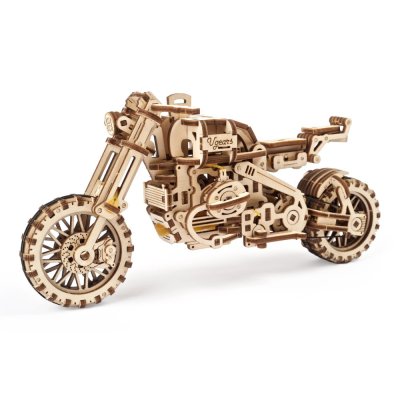 Ugears Puzzle 3D en bois mécanique UGR-10 Moto (scrambler) avec side-car