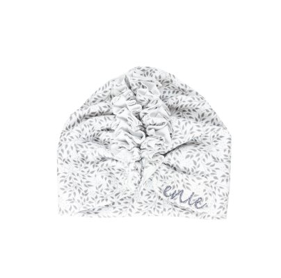 ENIE BABY Dziecięcy turban czapka Szare Liście Uni 9-12m