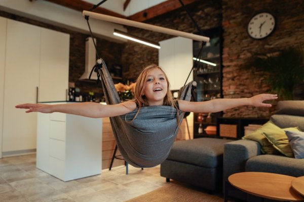 Viseči sprostitveni stolček bordo HOJDAVAK MAXIMUS OUT z blazino, Les Notranji, Vrv črna