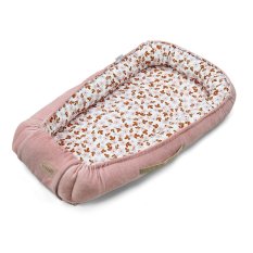 KLUPS Nest for baby Velvet Retro Flowers rosa 80x45cm