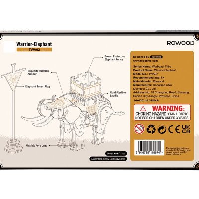 RoboTime Puzzle 3D de madeira Elefante de combate