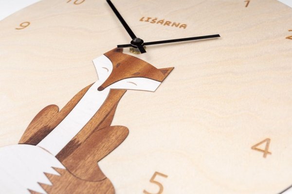 BeWooden Drewniany Zegar Fox Clock
