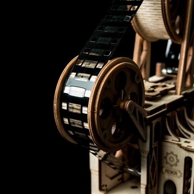 RoboTime Rompecabezas mecánico de madera 3D Proyector de película