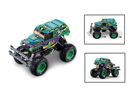 Sluban Power Bricks M38-B1161 Voiture à rétrofriction Bigfoot Green-Purple Speed ​​​​Kixx