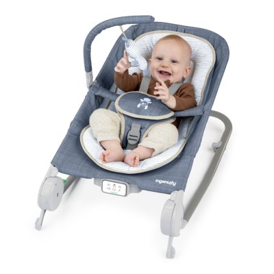 INGENUITY Masažna fotelja vibrirajuća s Happy Belly™ Rock-to-Bounce melodijom - Chambray 0m+ do 9kg