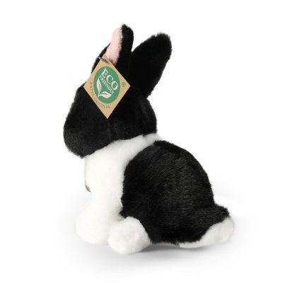 Rappa Plüschkaninchen weiß-schwarz sitzend 16 cm ECO-FRIENDLY