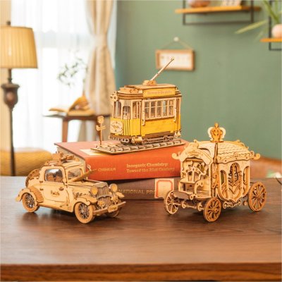 RoboTime Puzzle 3D din lemn Mașină de epocă Coupe