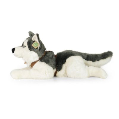 Rappa Câine de pluș husky cu zgardă culcat 60 cm ECO-FRIENDLY