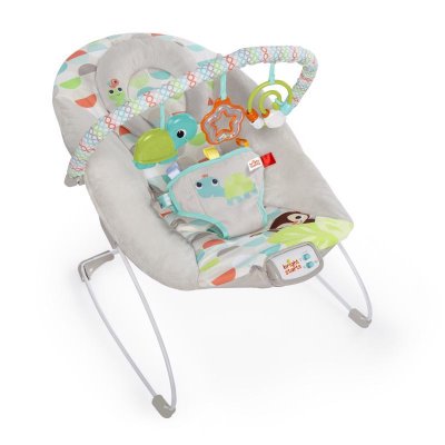 BRIGHT STARTS Chaise longue vibrante avec mélodie Happy Safari 0 m+, jusqu'à 9 kg, 2019