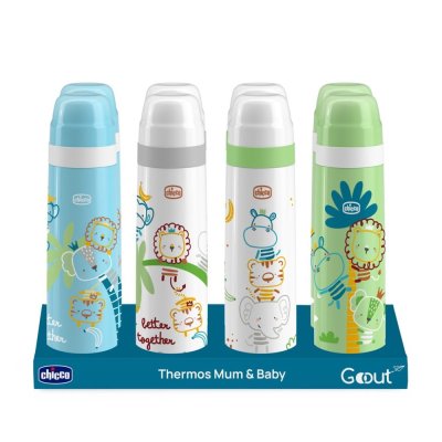 CHICCO Thermosflasche grün mit Bildern 500 ml