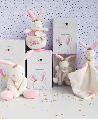 Doudou Darčeková súprava - Plyšový ružový zajačik hrajúci melódiu 14 cm